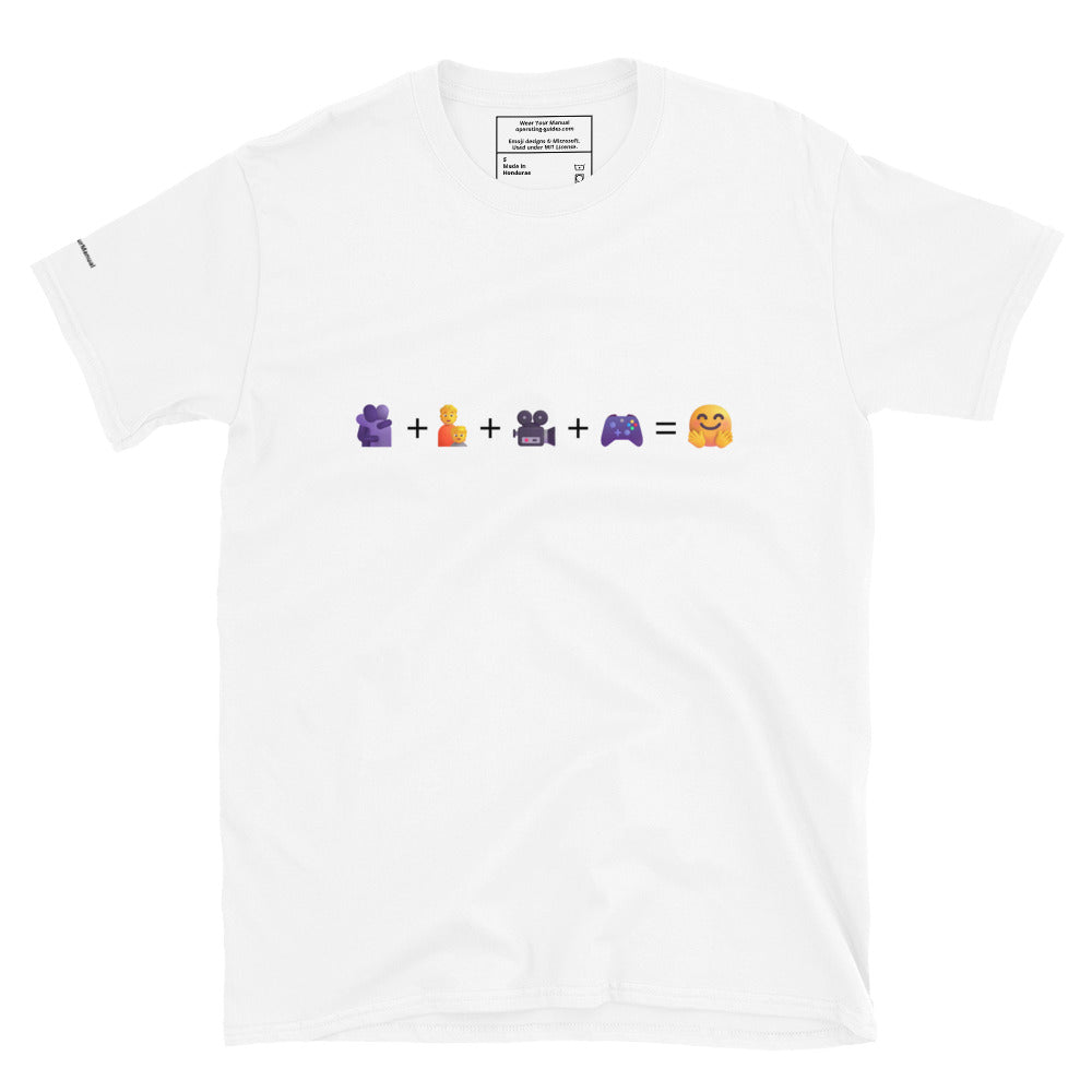 Hugs, Family, Film, Games = Happy Short-Sleeve Unisex T-Shirt